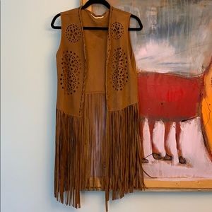 Suede fringe vest